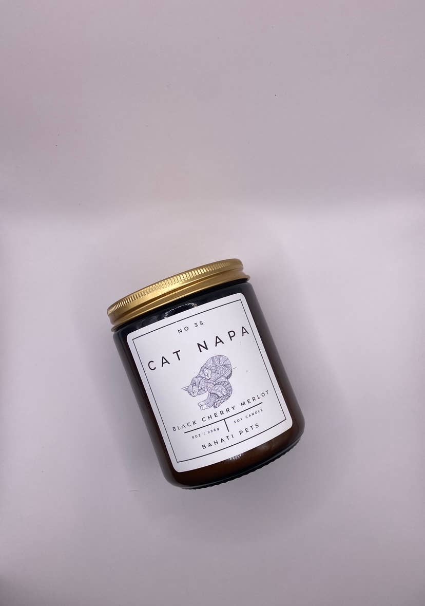Cat Napa - Black Cherry Merlot Scented 100% Soy 8 oz Candle