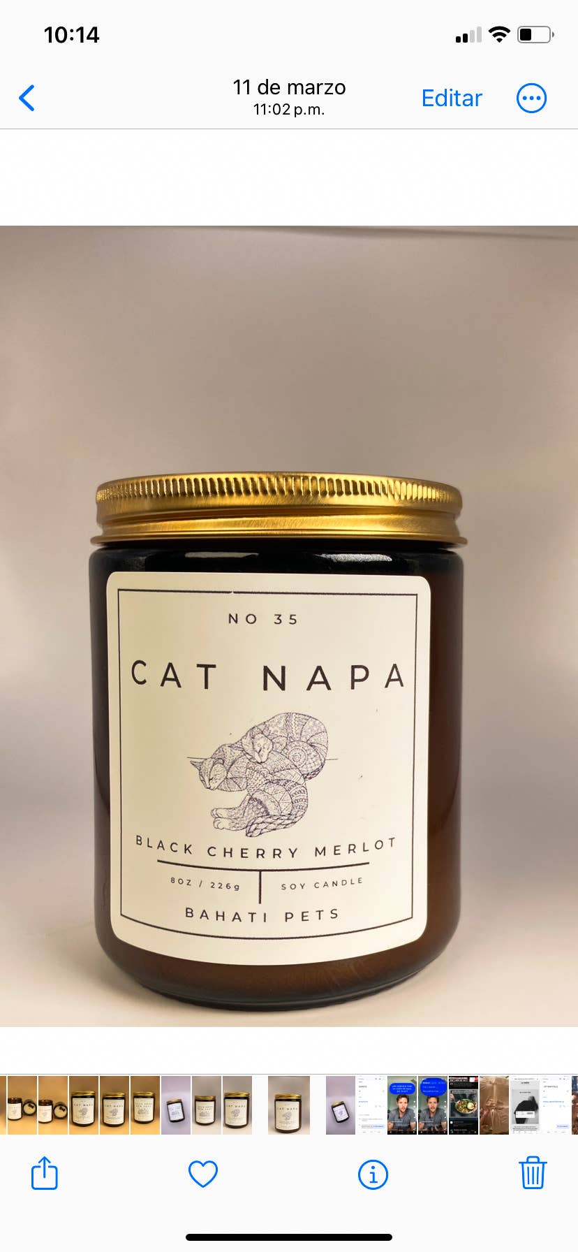 Cat Napa - Black Cherry Merlot Scented 100% Soy 8 oz Candle