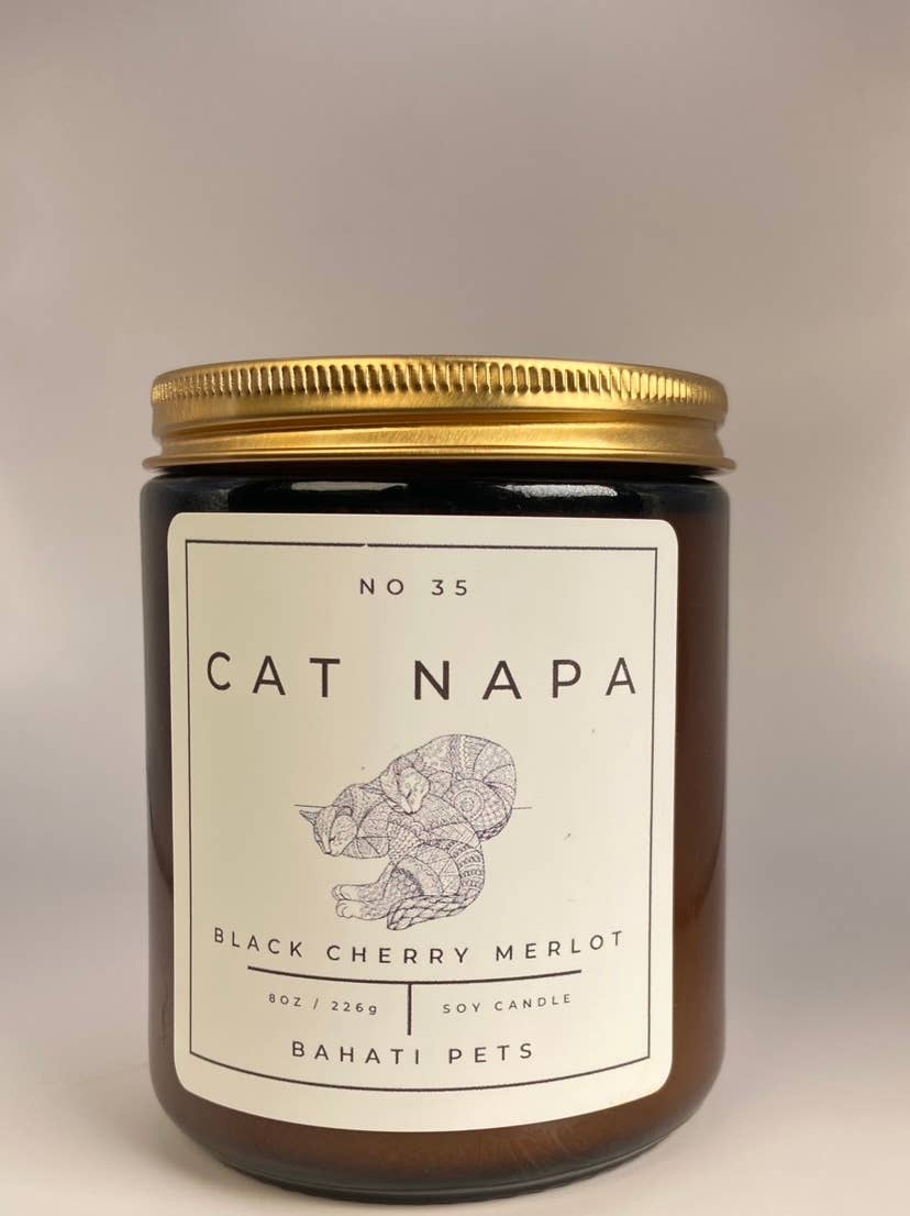 Cat Napa - Black Cherry Merlot Scented 100% Soy 8 oz Candle
