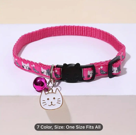 Adjustable Cat Collar with Bell and Charm