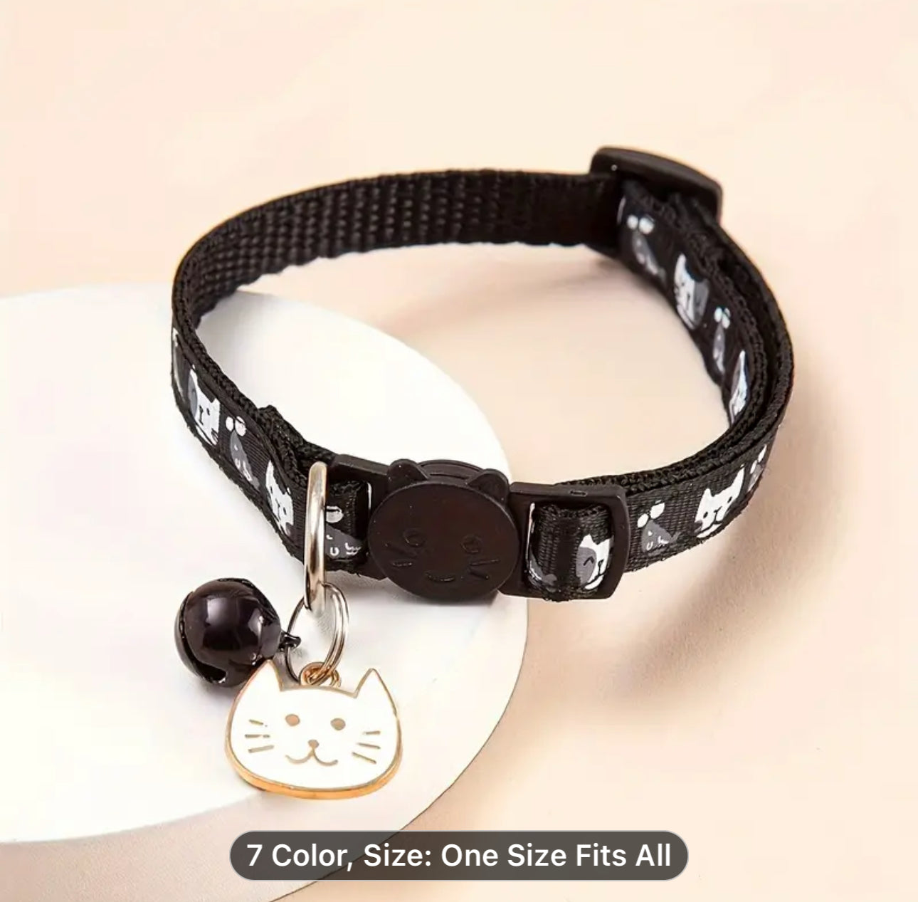 Adjustable Cat Collar with Bell and Charm