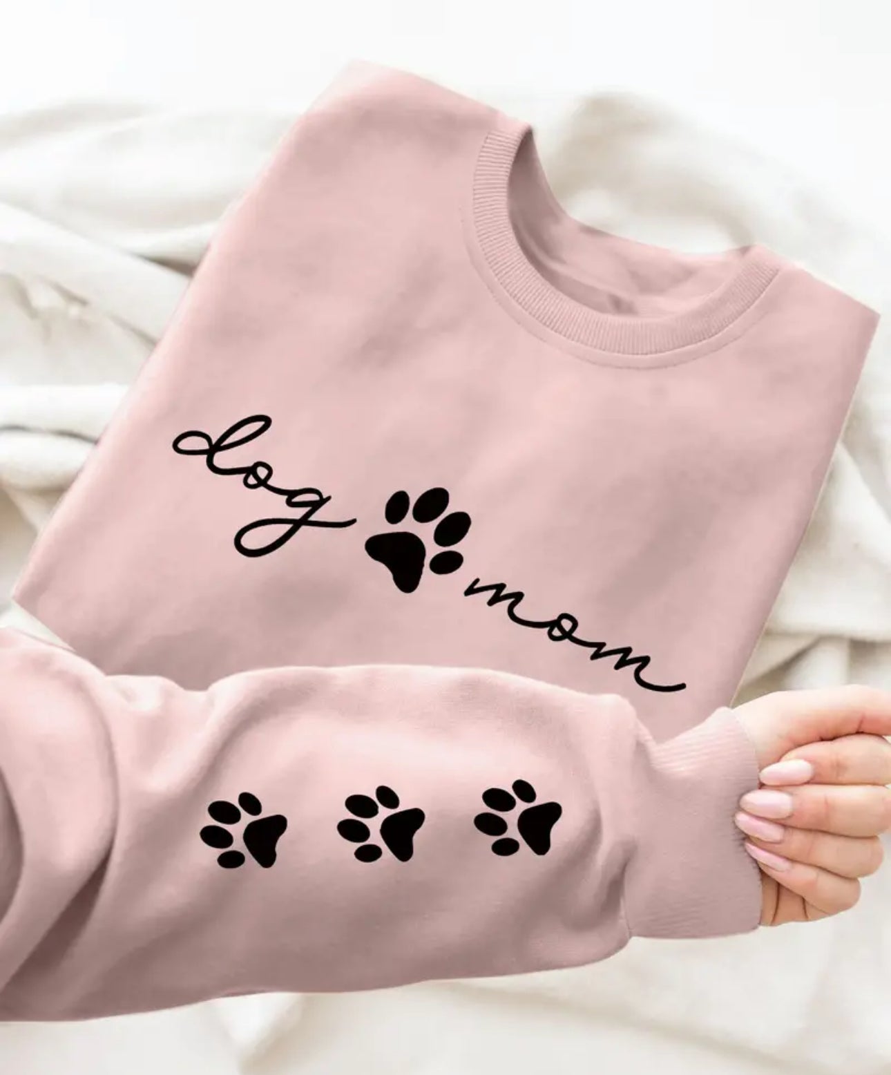 Dog Mom Printed Crew Neck Sweatshirt