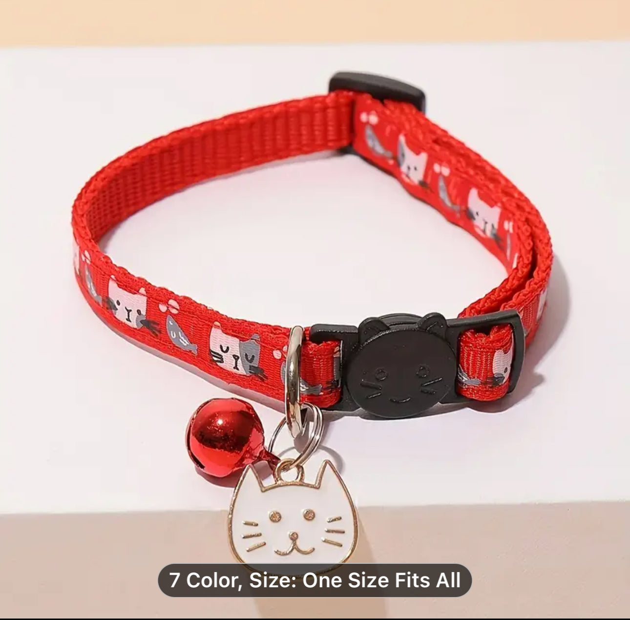 Adjustable Cat Collar with Bell and Charm