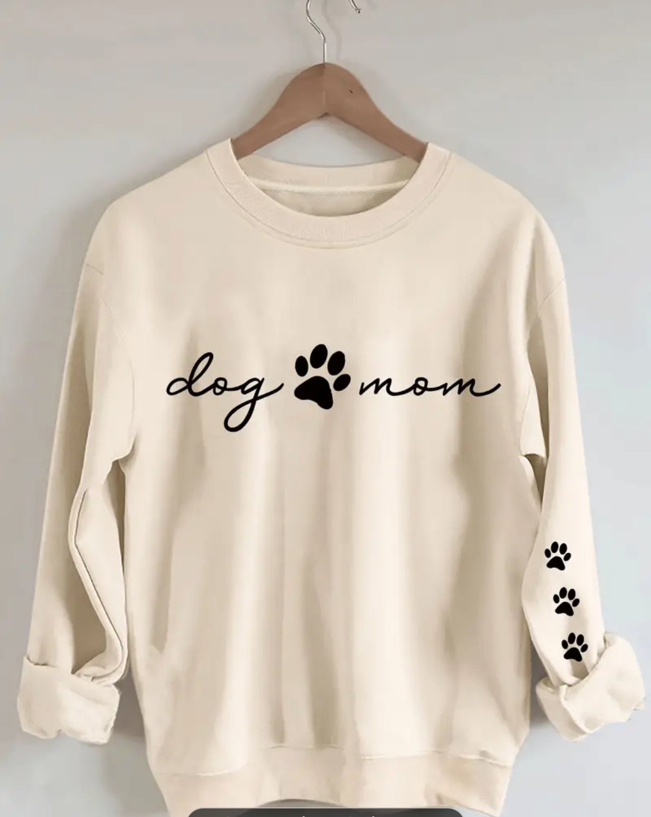 Dog Mom Printed Crew Neck Sweatshirt