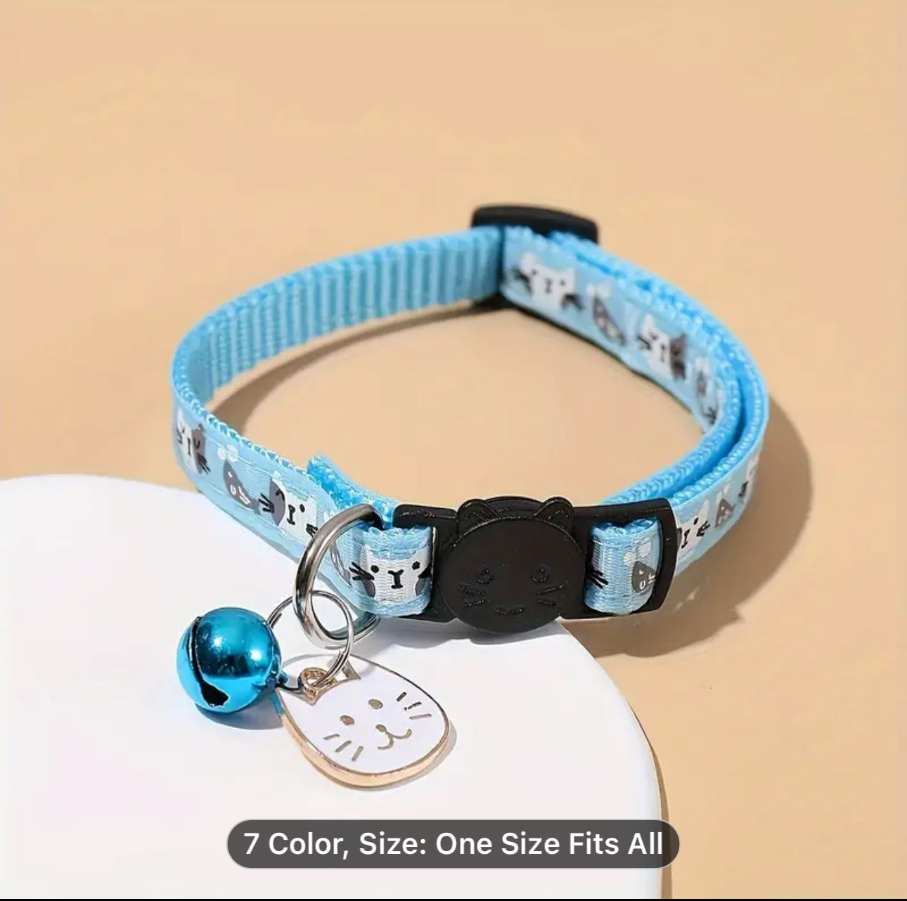 Adjustable Cat Collar with Bell and Charm