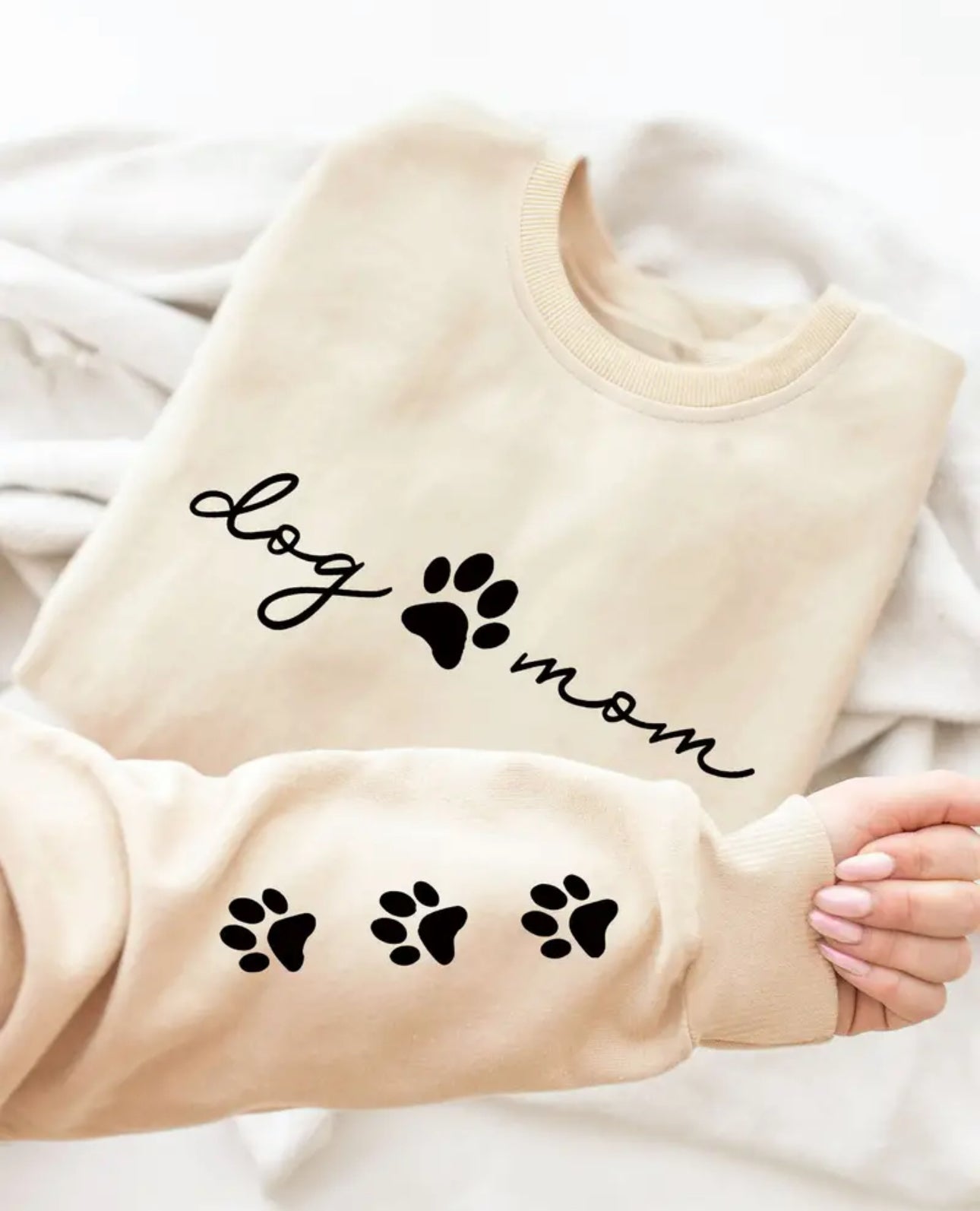 Dog Mom Printed Crew Neck Sweatshirt