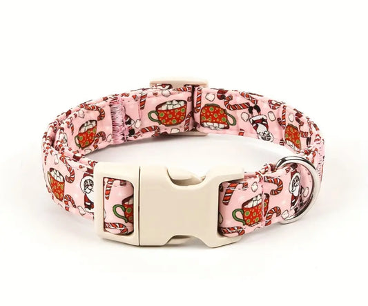 Adjustable Cotton Dog Collar with Cartoon Santa Pattern