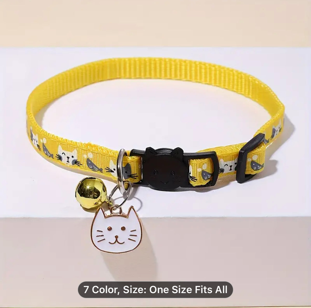 Adjustable Cat Collar with Bell and Charm