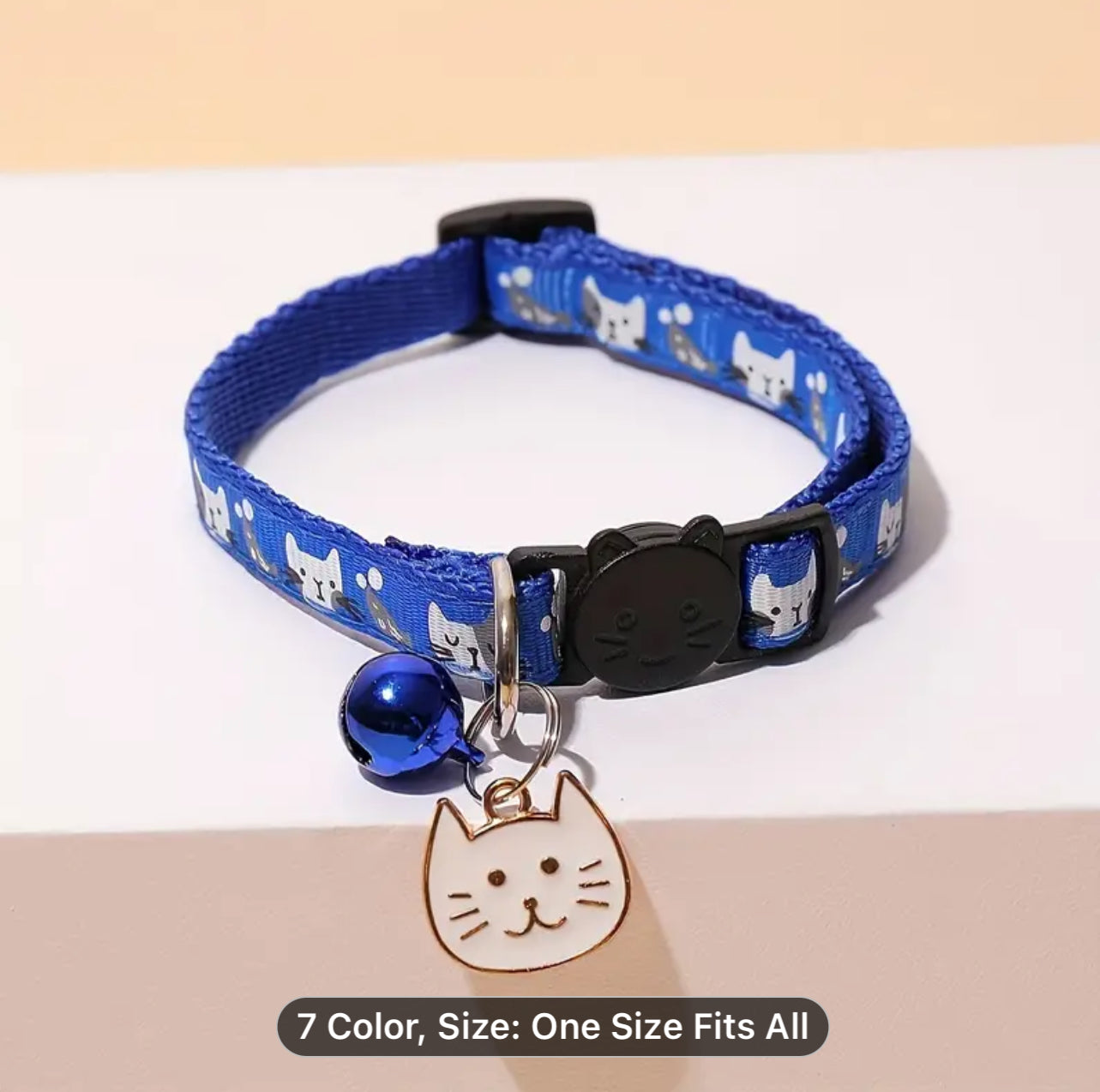 Adjustable Cat Collar with Bell and Charm