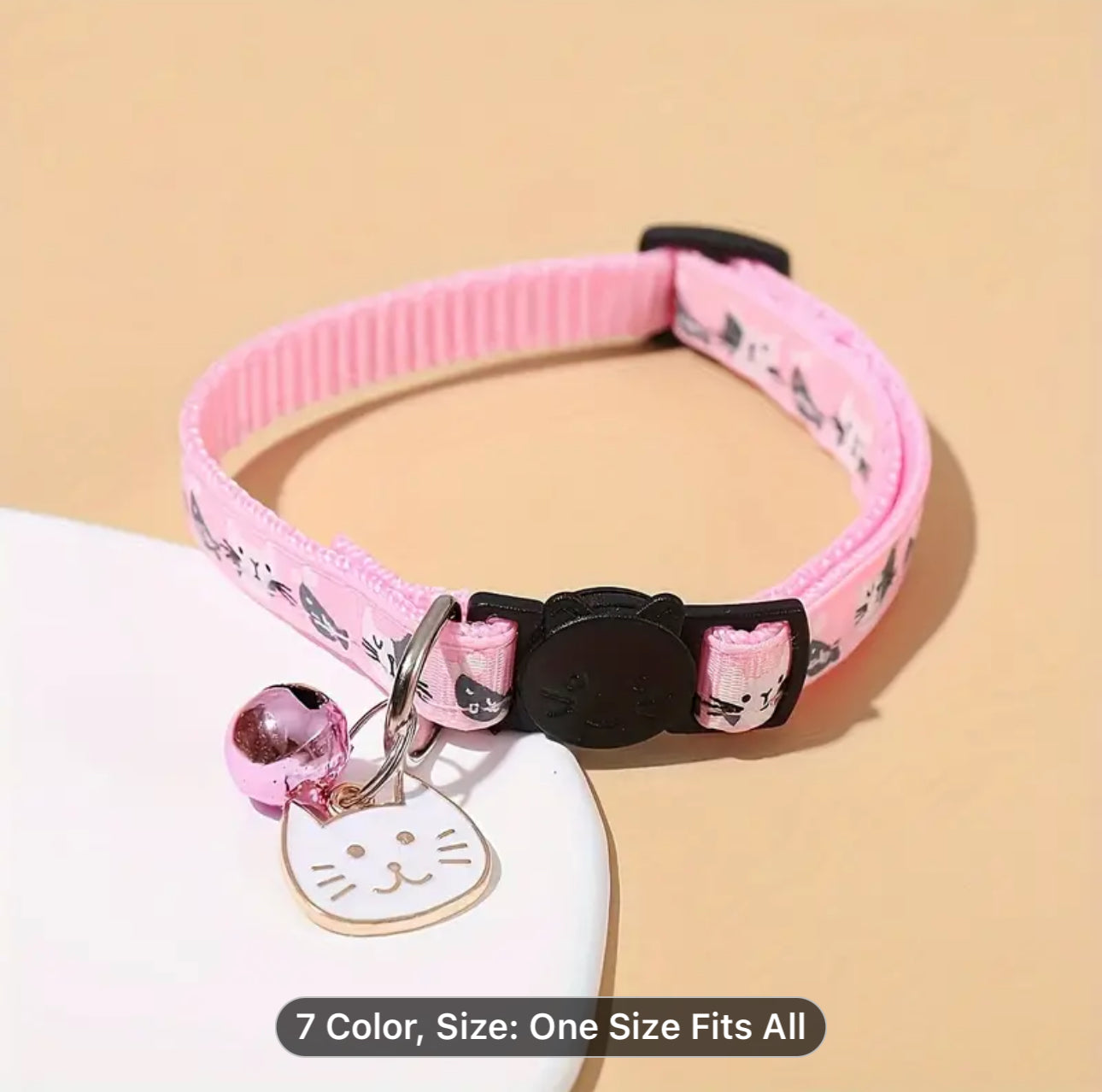 Adjustable Cat Collar with Bell and Charm