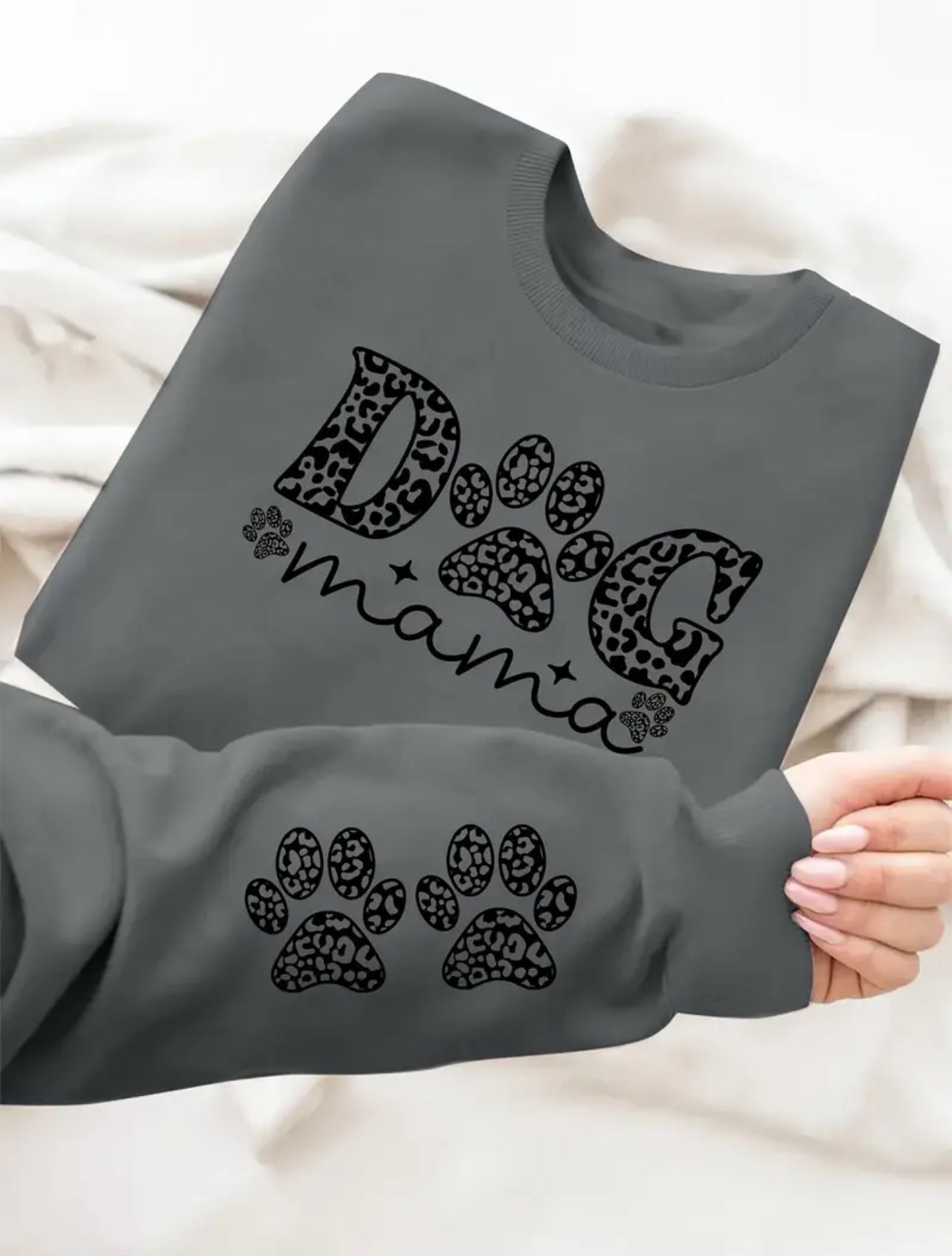 Dog Mom Printed Crew Neck Sweatshirt